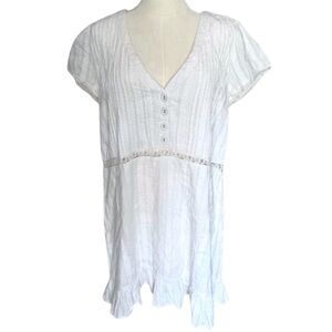 Urban Outfitters Babydoll White Short Dress Coquette Lace Ruffle Bohemian Large